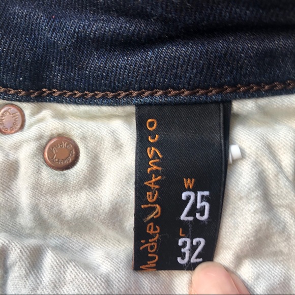 Nudie Jeans Dark Wash Lin Dry Steel Skinny Jeans Size 25 - Picture 8 of 12